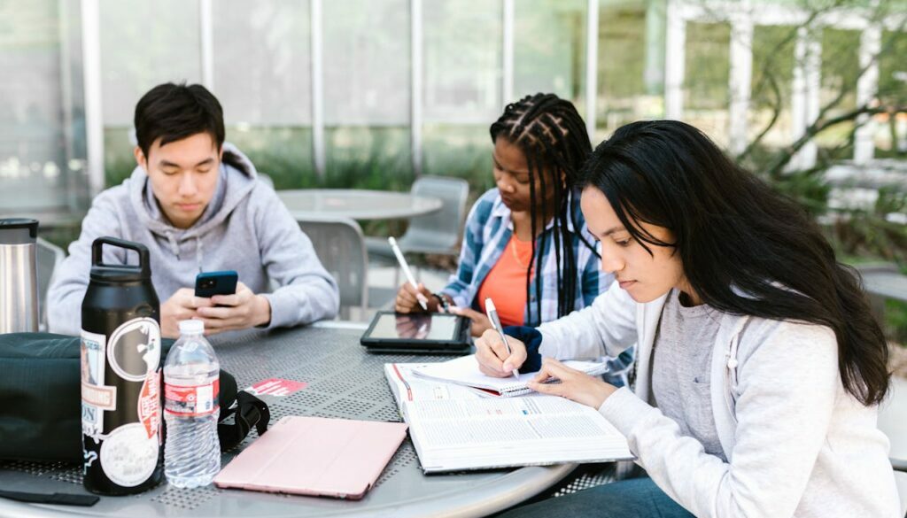 Students Working Outside